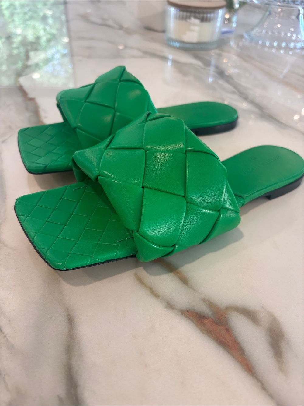 Bottega green sandals never worn